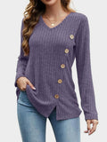 Anokhinaliza V-Neck Long Sleeve T-Shirt