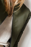 Anokhinaliza PU Leather Round Neck Long Sleeve Jacket