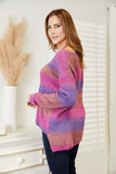 Anokhinaliza Angel Wings Multicolored Rib-Knit V-Neck Knit Pullover