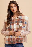 Anokhinaliza Annie Wear Faux Fur Plaid Button Up Jacket