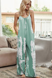 Anokhinaliza Shiny Tie-Dye Spaghetti Strap Jumpsuit with Pockets