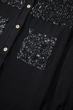 Anokhinaliza Sequin Button Up Dropped Shoulder Jacket