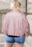 Anokhinaliza Plus Size Fringe Open Front Jacket