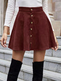 Anokhinaliza Buttoned Corduroy Mini Skirt