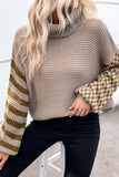 Anokhinaliza Striped & Checkered Turtleneck Dropped Shoulder Sweater