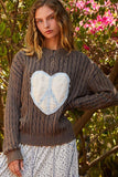 Anokhinaliza POL Cable-Knit Peace Patch Dropped Shoulder Sweater