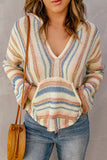 Anokhinaliza Striped Hooded Sweater with Kangaroo Pocket