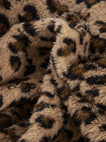 Anokhinaliza Fuzzy Leopard Long Sleeve Hooded Jacket