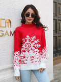 Anokhinaliza Snowflake Pattern Mock Neck Sweater