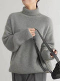 Anokhinaliza Turtleneck Dropped Shoulder Long Sleeve Sweater