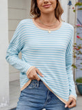 Anokhinaliza Striped Contrast Round Neck Long Sleeve Sweater