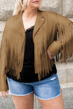 Anokhinaliza Plus Size Fringe Open Front Jacket