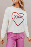 Anokhinaliza XOXO Round Neck Drop Shoulder Sweater