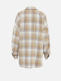 Anokhinaliza Plaid Collared Neck Dropped Shoulder Shirt