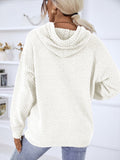 Anokhinaliza Texture Drawstring Long Sleeve Hooded Sweater