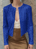 Anokhinaliza Full Size Sequin Open Front Cropped Jacket