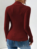 Anokhinaliza Twist Front Ribbed Long Sleeve Sweater