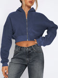 Anokhinaliza Zip Up Long Sleeve Hooded Cropped Jacket