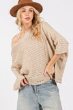 Anokhinaliza SAGE + FIG Distressed Asymmetrical Open Stitch Sweater