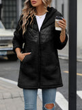 Anokhinaliza Fuzzy Zip Up Long Sleeve Hooded Jacket