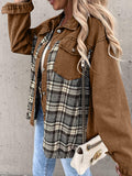 Anokhinaliza Plaid Button Up Dropped Shoulder Jacket