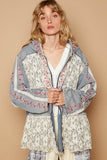 Anokhinaliza POL Embroidered Lace Patch Zip Up Hooded Jacket