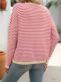 Anokhinaliza Mandy Striped Round Neck Long Sleeve Sweater