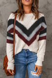 Anokhinaliza Contrast Dropped Shoulder Long Sleeve Sweater