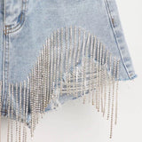 Anokhinaliza alt black girl going out classic style women edgy style church outfit brunch outfit cute spring outfitsDenim Shorts Women Clothing Fashion  Summer Ripped Jeans Short Femme High Waist Diamond Tassel Y2k Casual Bottoms For Ladies