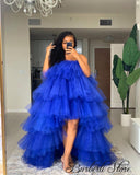 Anokhinaliza prom dresses tutu quince dresses  dama dressesFashion Hi Low Puffy Tiered Tulle Women Drsee Plus SizeTo Party Dresse Pretty Tulle Dressing Royal Blue Tutu Women Orchid Dress