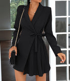 Anokhinaliza alt black girl going out classic style women edgy style church outfit brunch outfit cute spring outfitsWomen Tie Waist Detail Ruched Long Sleeve Blazer Dress