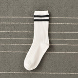 Anokhinaliza Socks Women Woman Korean Version Japanese Striped Cotton Tube Pile Socks Spring Ins Tide Socks College Style Skarpety Cotton Sox