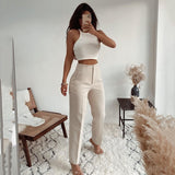 Anokhinaliza Ardm Fashion High Waisted Casual White Trousers Women Brown Stright Pants Office Lady Korean Style Women Pantalones Mjuer