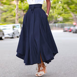 Anokhinaliza alt black girl  High Waist A-line Skirt  Women Skirts Summer Vintage Zipper Long Maxi Skirts Solid Irregular Beach Skirt Faldas Saia S-