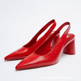 Anokhinaliza New Fall Female Slingbacks Shoes Thick High Heel Elegant Retro Muller Shoes Back Strap Sandals