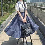 Anokhinaliza New Year Valentine's Day 2PCS Japanese Retro Yamamoto Style Sweet College Style Student Dress Korean Shirt Mid-length Strap Student Dress Plus Size Dress