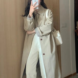 Anokhinaliza Women Long Trench Coat Large Size Winter Windbreaker Female Clothes Wide-waisted Breasted With Sashes Slim Outerwear