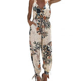 Anokhinaliza Women Summer Sexy Backless Casual Deep-V Floral Print Strappy Jumpsuits Romper