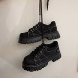 Anokhinaliza Fashion Girls INS Chunky Sneakers New Student Spring Martens Boots Shoes Women Lace-up Thick Bottom Suit Sneakers Chaussure Femm