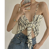Anokhinaliza alt black girl going out classic style women edgy style church outfit brunch outfit cute spring outfits Backless Halter Top Women Korean Sexy Crop Top Vintage Elegant Ladies Print Camisole Designer Chic Summer Tube Top Y2k
