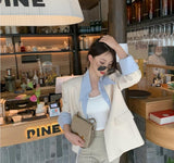 Anokhinaliza  Hot Sale Women Suit Coat Office Lady Imitating Two-Piece Fashion Stitching Streetwear Casual Loose Outerwear Tops