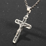 Anokhinaliza Stainless Steel Crucifix Jesus Cross Necklace Pendant Multilayer Jesus Christ Crucifix Necklaces with 24'' Chain Top Quality