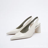 Anokhinaliza New Fall Female Slingbacks Shoes Thick High Heel Elegant Retro Muller Shoes Back Strap Sandals