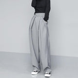 Anokhinaliza High Waist Black Brief Pleated Long Wide Leg Trousers New Loose Fit Pants Women Fashion Tide Spring Autumn