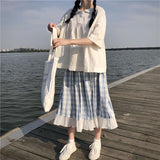 Anokhinaliza alt black girl going out classic style women edgy style church outfit brunch outfit cute spring outfitsPlaid long skirt suit for women summer two-piece short sleeve cover belly slim Korean style doll collar short academy sleeve to