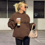 Anokhinaliza Autumn Winter Oversized Sweatshirts Y2k Brown Letter Print Fashion Pullover Long Sleeve Women Casual Loose Hoodie