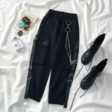 Anokhinaliza Autumn Female Student Loose Tie Shirt High Waist Belt Cargo Pants Personality Harajuku Streetwear Two-Piece Suit Set