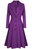 Anokhinaliza   Women Winter Long Sleeve Pleated Extra Long Girl Purple Blend Coat Vogue Casual Woolen Windbreaker Ladies Oversized Overcoat 3xl