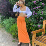 Anokhinaliza Solid Skirt Women Y2k Retro Straight Skirts Maxi E-girl 2000s Harajuku Aesthetic High Waist Skinny Streetwear Bodycon Skirt