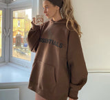 Anokhinaliza Autumn Winter Oversized Sweatshirts Y2k Brown Letter Print Fashion Pullover Long Sleeve Women Casual Loose Hoodie